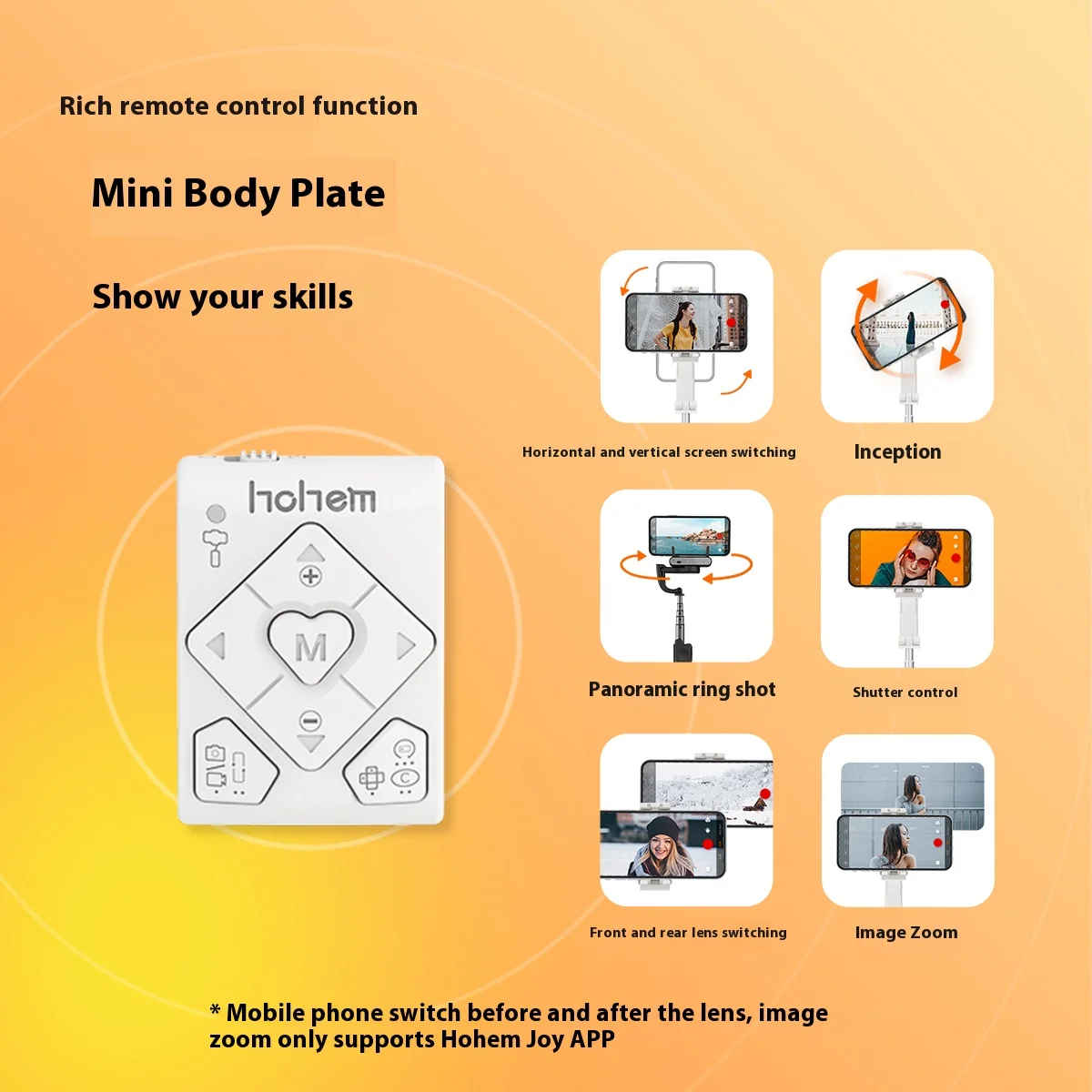 Hohem iSteady Q Handheld Gimbal Stabilizer Phone Selfie Stick Extension Rod Adjustable Tripod with Remote Control for Smartphone