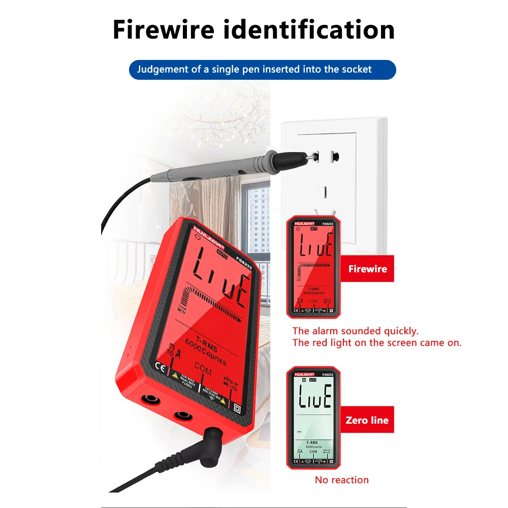 FS8233 Multimeter LCD Digital Display Rechargeable AC DC Voltage Current Resistance Temperature Tester High Precision flameproof