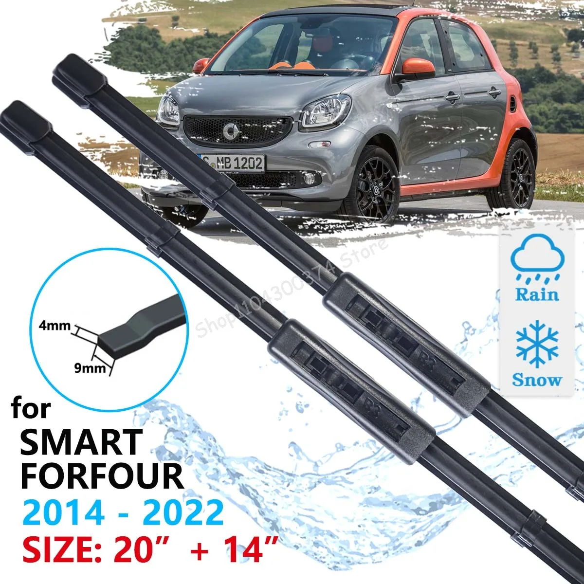 

Car Front Wiper Blade For Smart ForFour W453 C453 A453 2014 2015 2016 2017 2018 2020 2021 2022 Windscreen Windshield Accessories