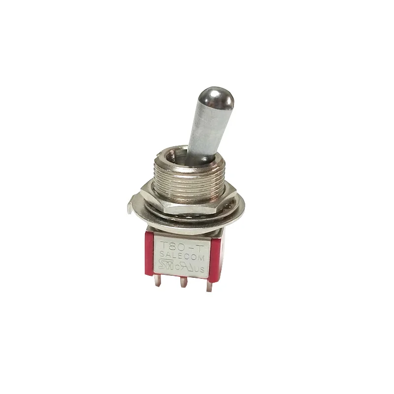 1pcs 8013 SH T80-T Z1 Series short Handle 12mm ON-ON SPDT 6Pin 2Position Panel Mount Mini Toggle Switch 5A 125VAC