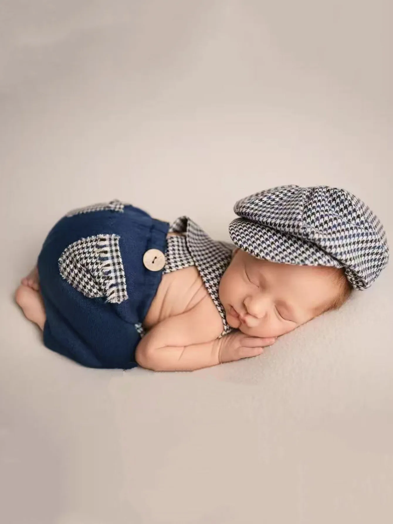 ❤️Newborn Photography Clothing Hat+Overalls 2Pcs/set Studio Baby Boy Photo Props Accessories Infant Clothes Outfits Fotografia
