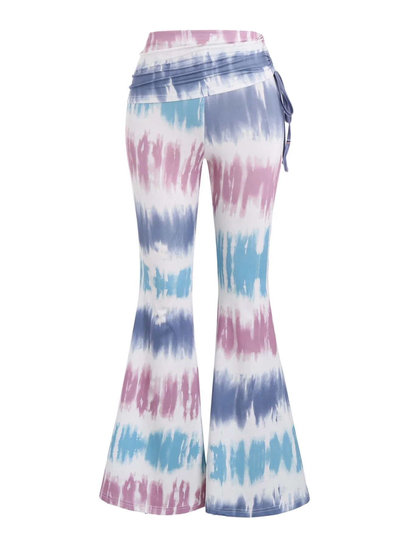Top corto incrociato in pizzo a farfalla con pantaloni lunghi a gamba larga tie-dye Set abito casual Boho da donna