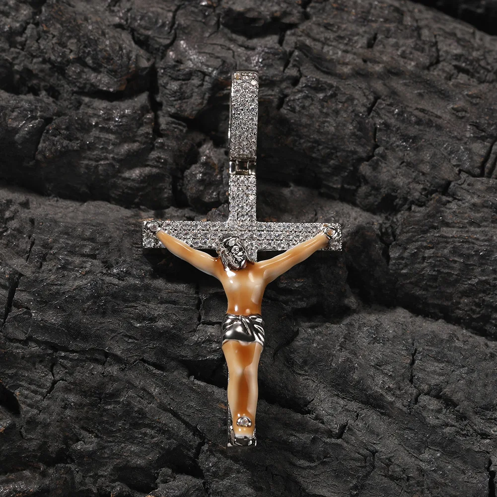 New Jesus Cross Bling Bing Iced Out Pendant Necklace Rock Rapper Fashion Hip Hop Jewelry BP278