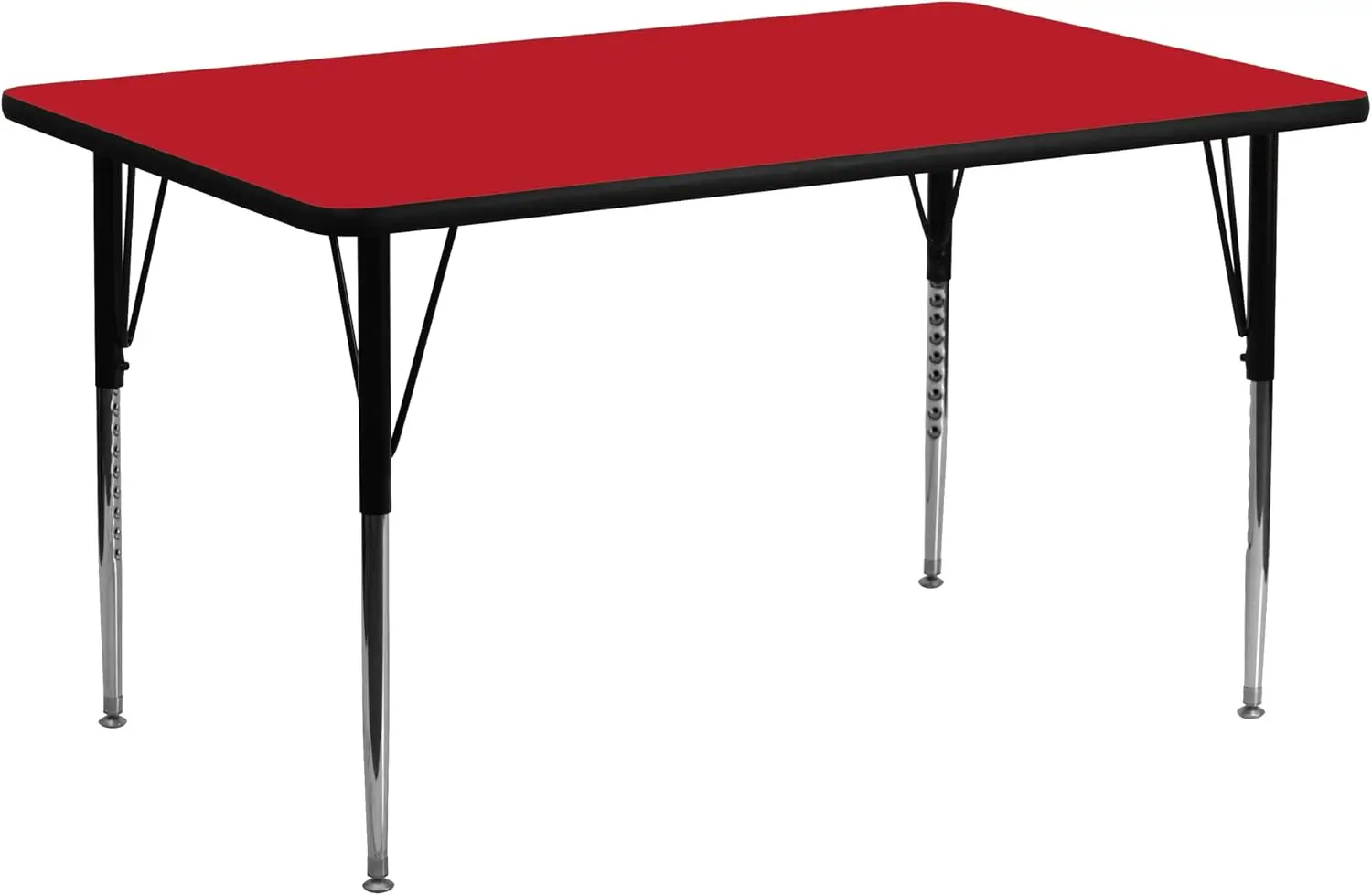 Wren 24''W x 60''L Rectangular Red HP Laminate Activity Table - Standard Height Adjustable Legs