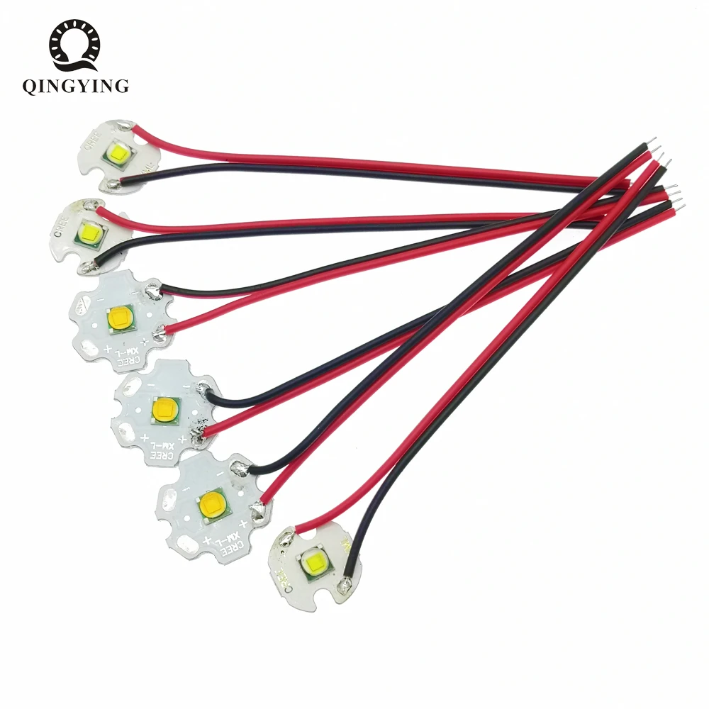 

5W-10W High Power LED 5050 Bead Diodes 3V 3.7V With 10cm Wire 16mm or 20mm For Flashlight Parts Bicycle Car HeadLamp Accessories