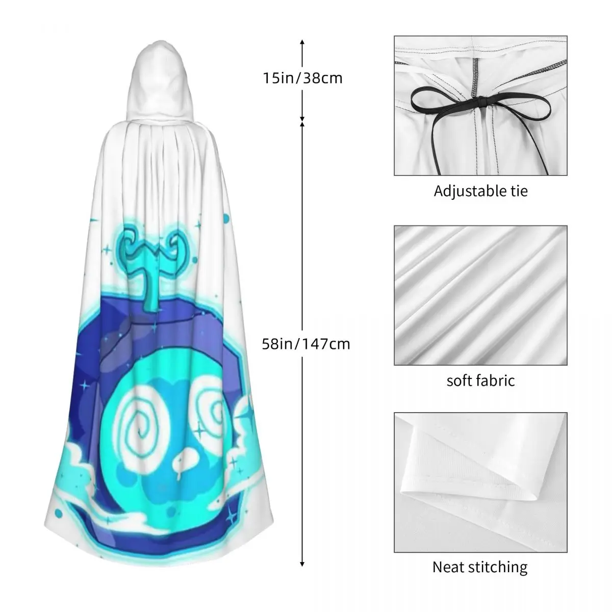 لعبة Blox Fruits عباءة طويلة بغطاء للرأس للساحرة في القرون الوسطى زي تنكري معطف الهالوين للبالغين للجنسين #3