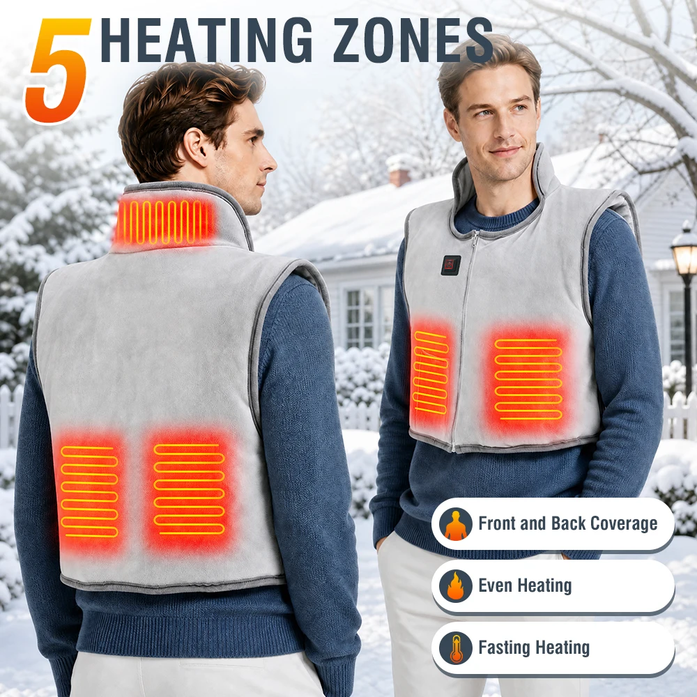 Heated Vest with 5-Zone Heating 3 Heat Levels Crystal Ultra Soft Elastic Stretchy Warm Gilet for Women Men Commuting Outdoor