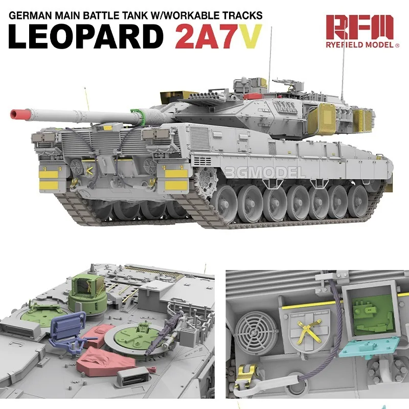 

Ryefield Model Building Kits 1/35 5109 Leopard 2A7V main battle tank active track for Military Toy Model Hobby Collection