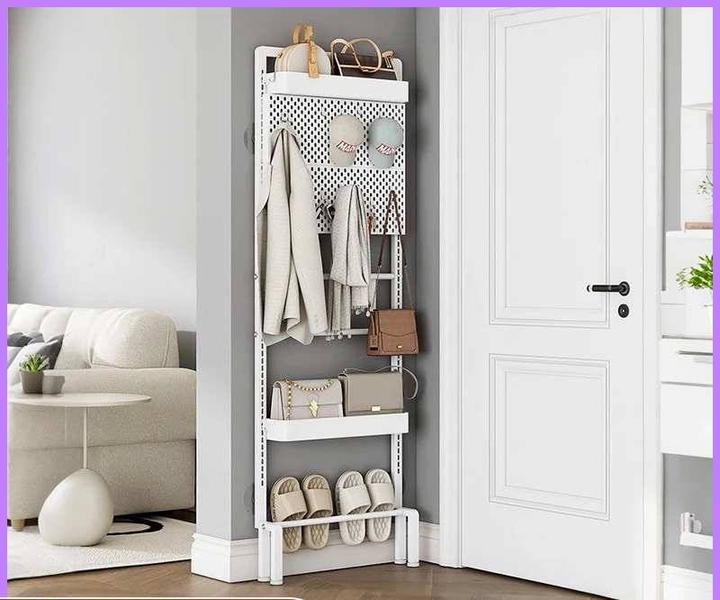 Shelf Multi-layer hole plate Toilet Bathroom door Back storage rack No punching slippers Mop storage artifact