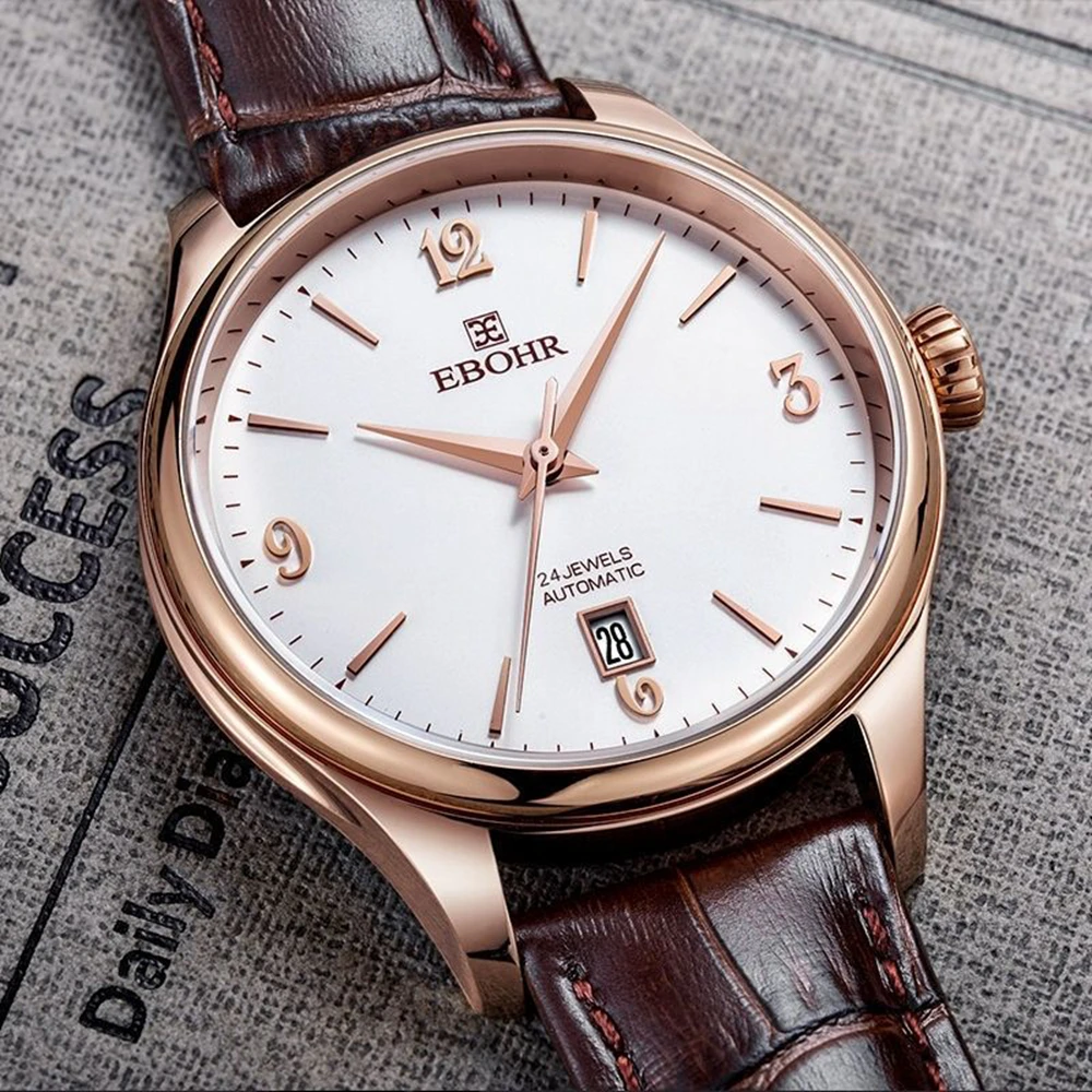 

42mm Dress Watch Automatic NH35 Mechanical Wristwatches Men Luxury Sapphire Glass Waterproof Business EBOHR Classic Clocks Reloj