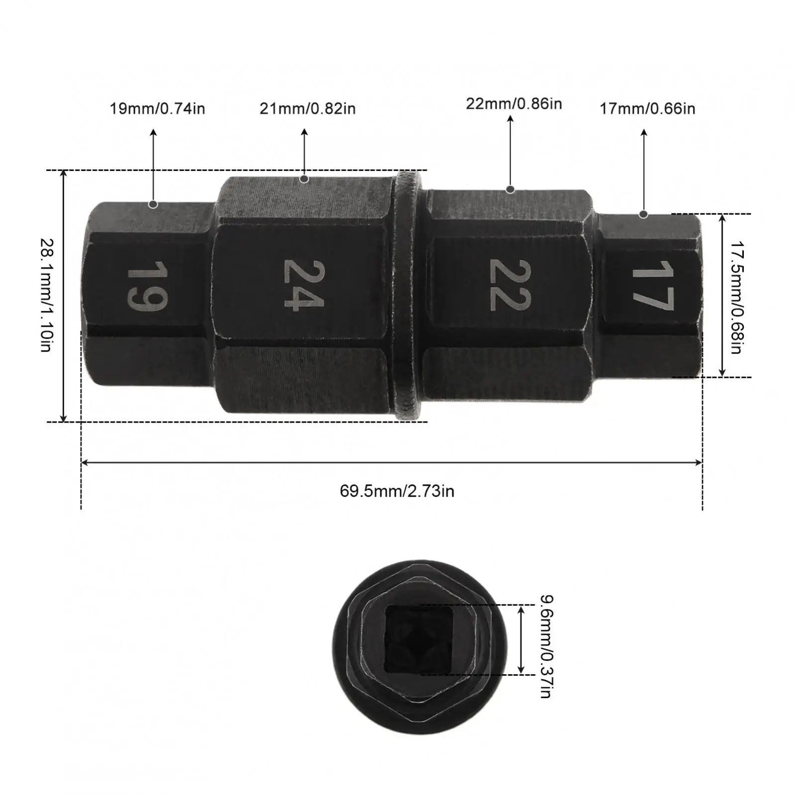 17/19/22/24mm Motorcycle Front Wheel Hex Axle Tool Spindle Driver Removal Tool Hexagonal Disassembly Sleeve Parts for Axle Wheel