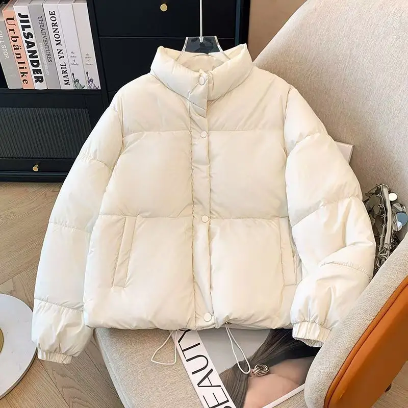 Winter New Korean Version Down and Cotton Jacket for Women Short Style Loose Stand Up Collar Small Stature Fashionable And