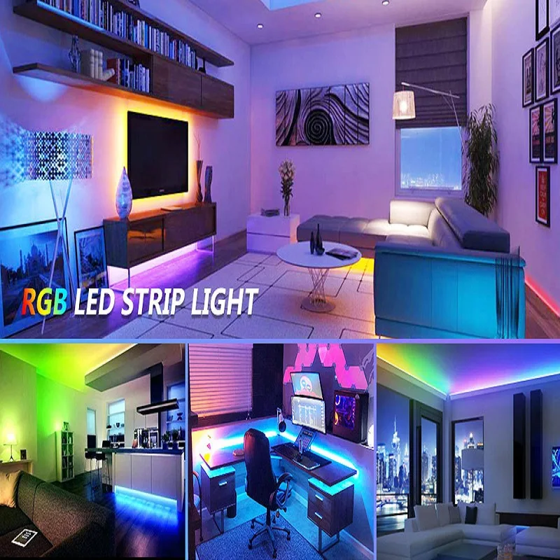 Ensemble de bandes lumineuses LED avec télécommande colorée, Bluetooth, 5V, 0.5M/1M/2M/3 4 5M, éclairage d'ambiance de fond de télévision, 5050RGB