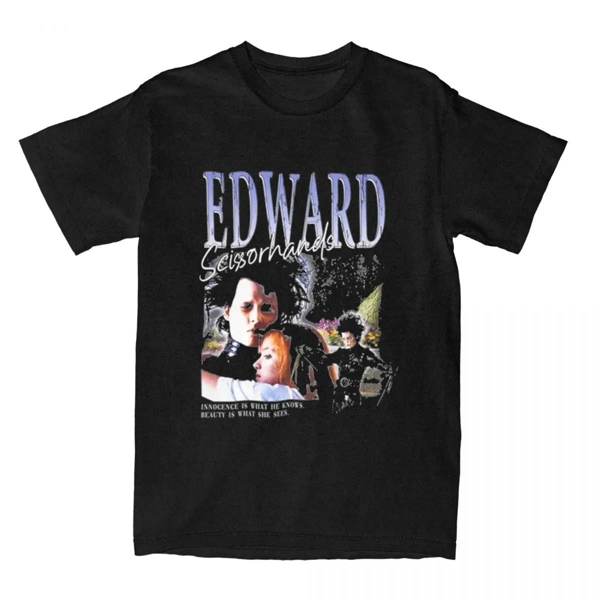 Edward Scissorhands Shirt Accessories Men Women Pure Cotton Vintage loving movie T-shirt Short Sleeve Clothes Graphic Printed