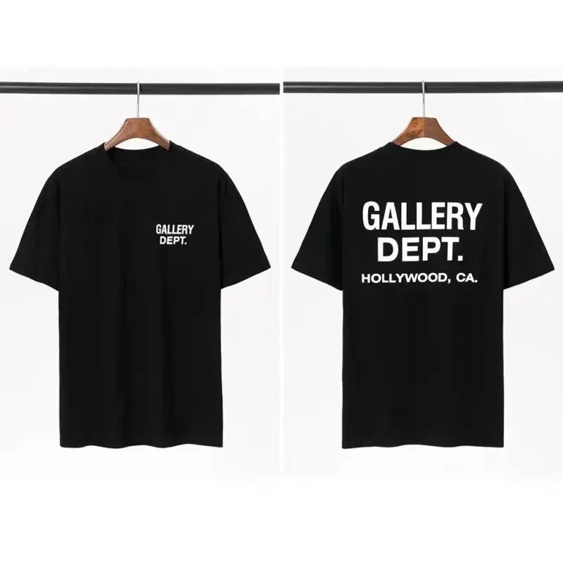 Men's GALLERY DEPT T-shirt with Black and Yellow Print California Hollywood Streetwear T-shirt Summer Casual Short Sleeved Top