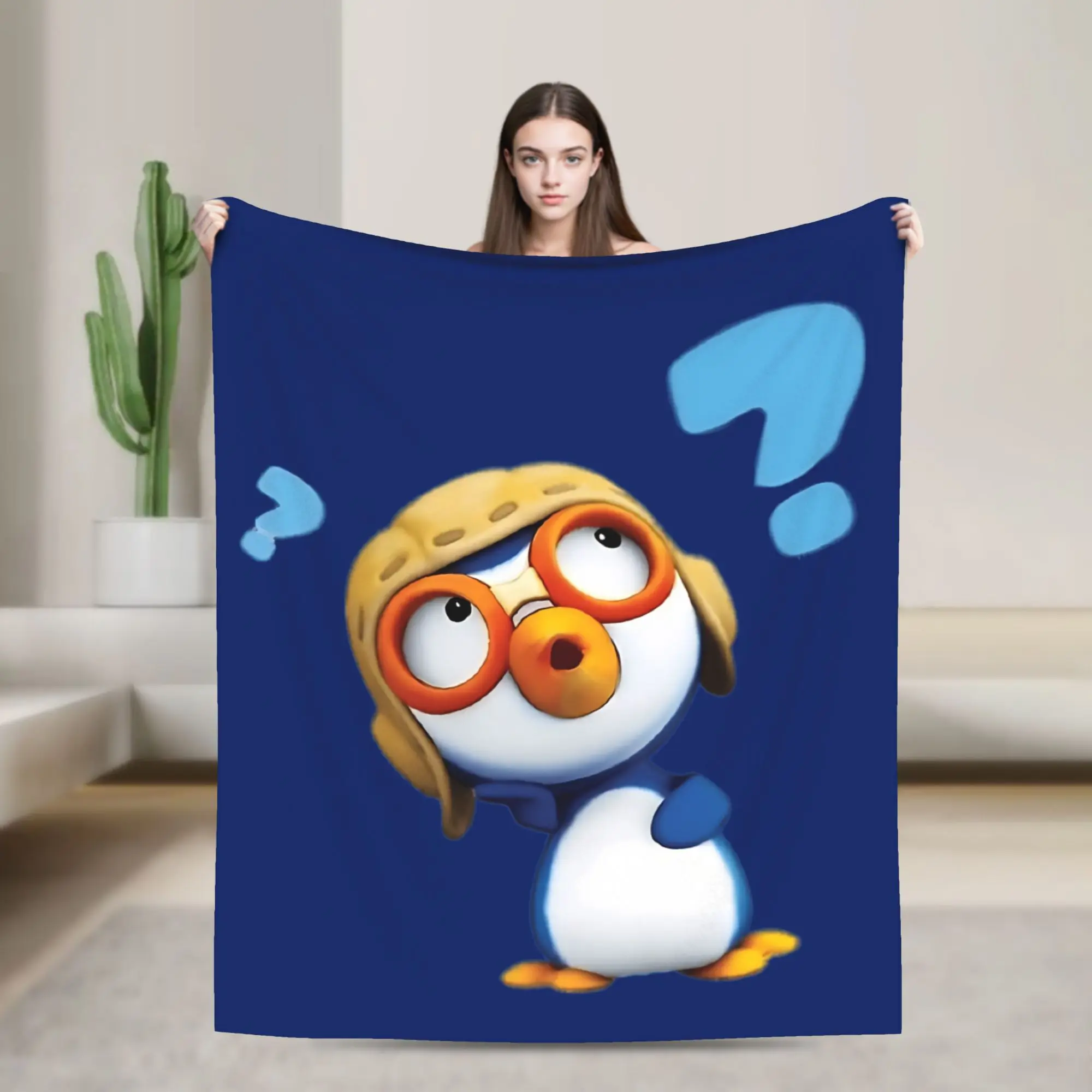 Pororos Cartoon  Blanket Coral Fleece Plush Textile Decor Breathable Super Warm Throw Blankets for Bedding Outdoor Rug Piece