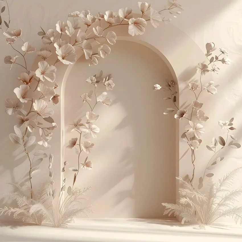 Mehofond Photography Background Beige Floral Arch Textures Adult Birthday Wedding Maternity Portrait Decor Backdrop Photo Studio