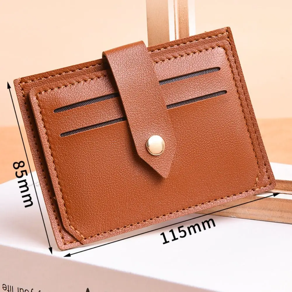 Tragbares Pu-Leder-Kartenetui mit mehreren Kartenfächern, ultradünner Kartenhalter, einfach mit Schnalle, Münzgeldbörse für Mädchen und Frauen