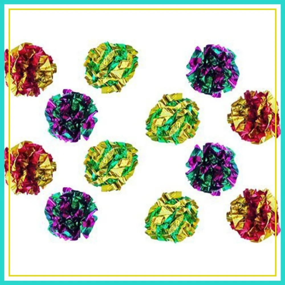 

Original Mylar Crinkle Balls Cat Toys - 12 Pack, Interactive Play for Indoor Cats