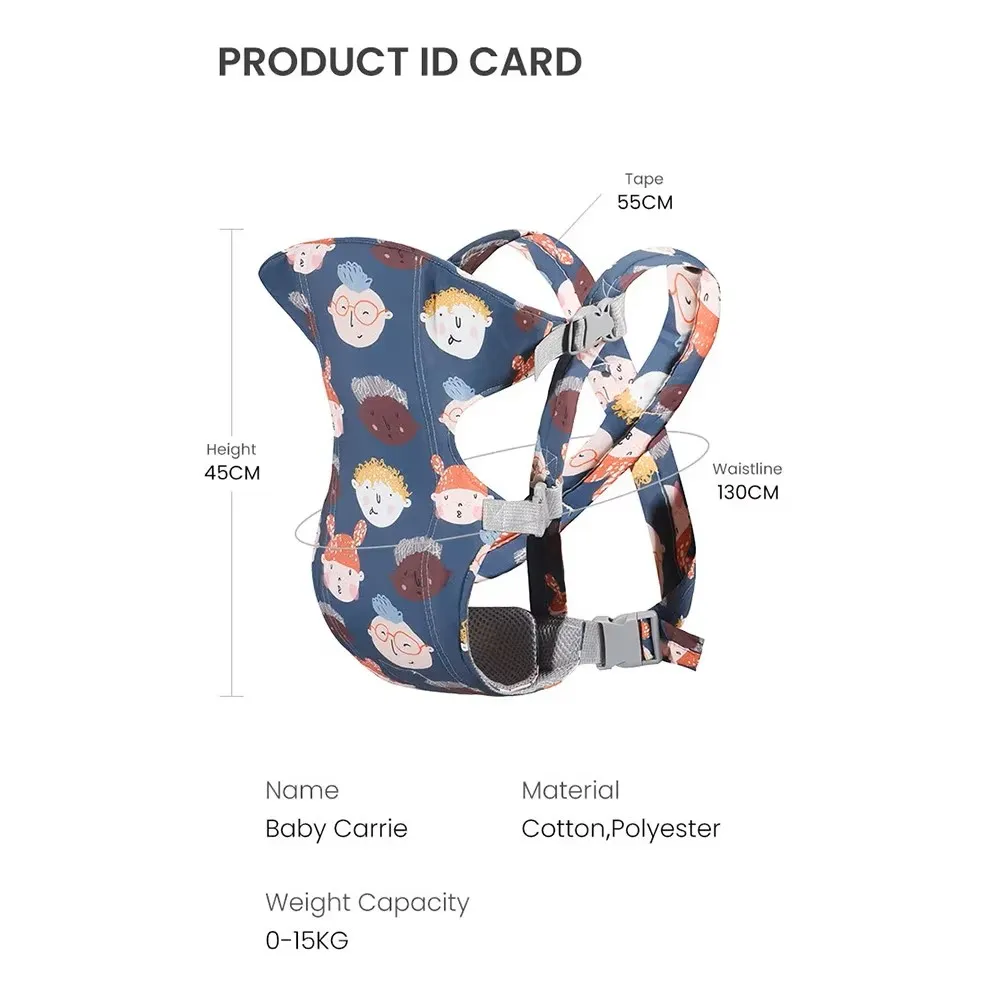 Baby Carrier with Hip Seat, Front & Back Multi-Position Adjustable, Lightweight Breathable All-Season