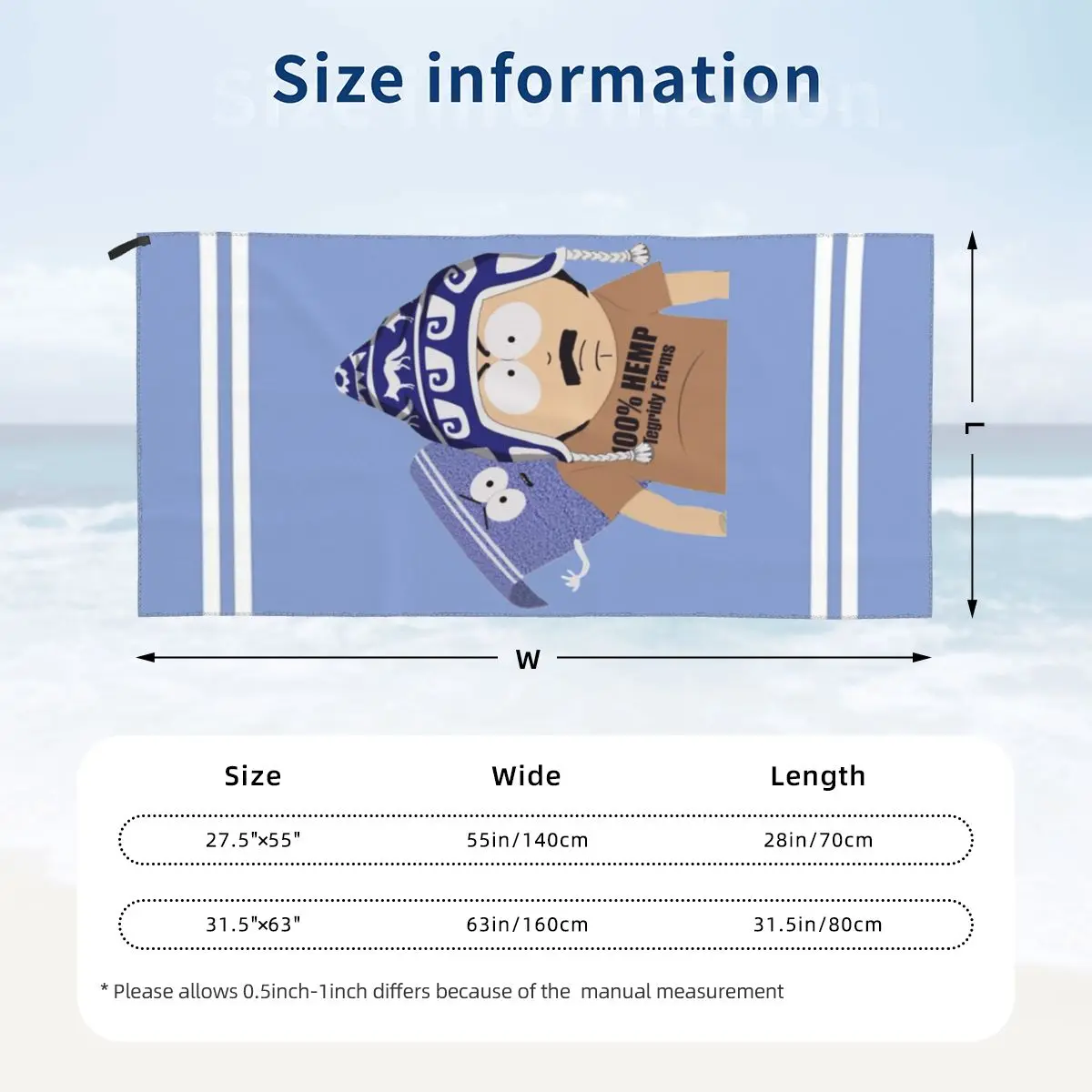 Tegridy Farms Randy Marsh And Towelle Characters southparks Beach Towel Summer Microfiber Sea Beach Towel Sandproof Surf Towels