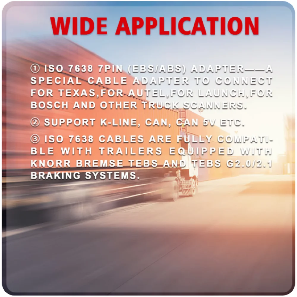 EBS ISO 7638 OBD2 Adapter Cable Trailer Diagnostic For Bosch For Autel For Autocom and Other Truck Vehicles