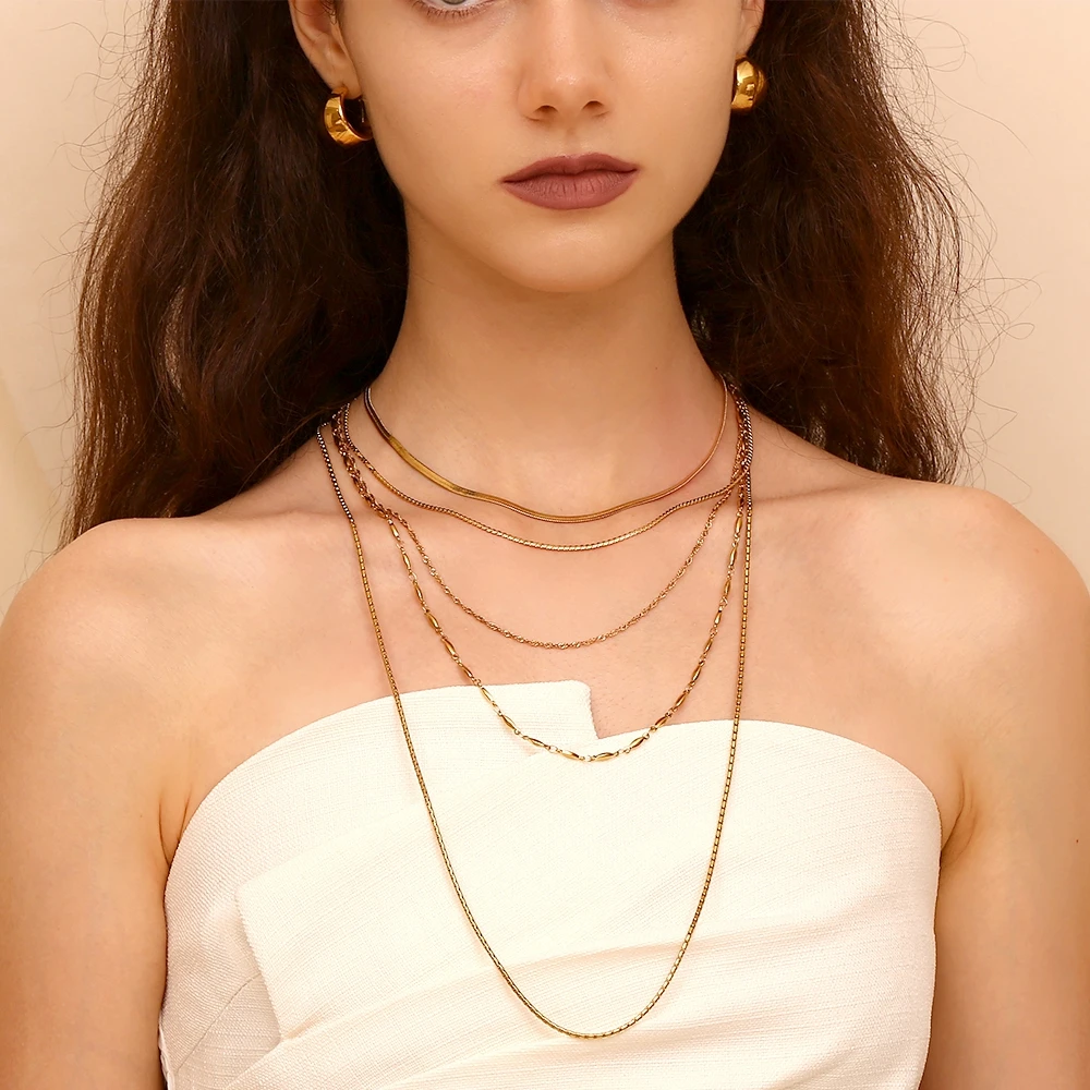 E.B.belle variety styles Different length O-chain water wave chain Women's stainless steel necklace bracelets  waist chain