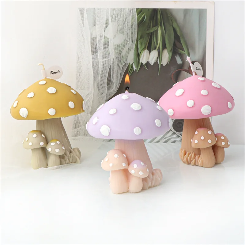 

3D Mushroom Candle Mold DIY Umbrella Mushroom Aroma Plaster Resin Props Home Graffiti Ornament Jewelry