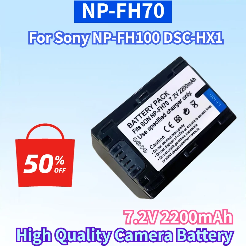New NP-FH70 7.2V 2200mAh Li-ion Rechargeable Battery for Sony NP-FH100 DSC-HX1 HX100V HX200 HX200V High Quality Camera Battery