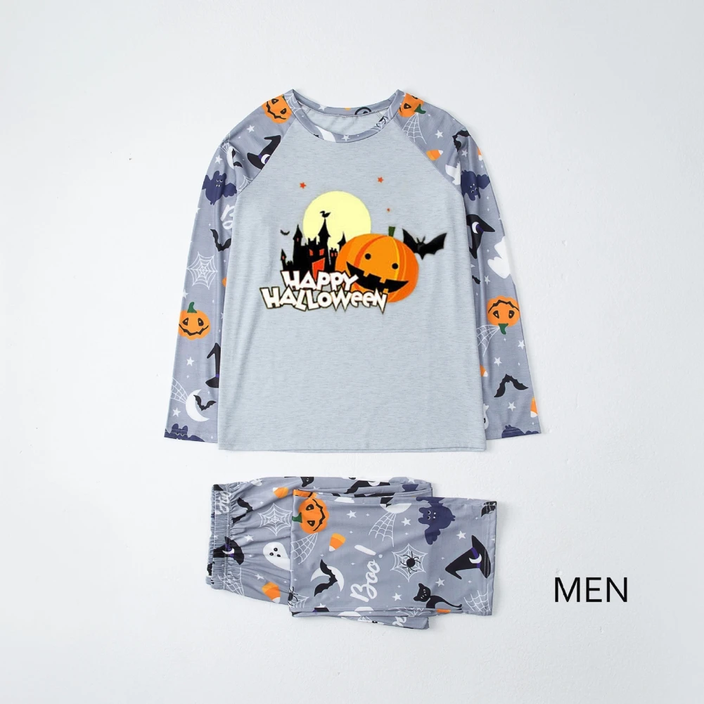 Family Matching Pajamas Set Halloween Long Sleeve Spider Web Print T-Shirt And Pants Skin-Friendly And Comfortable