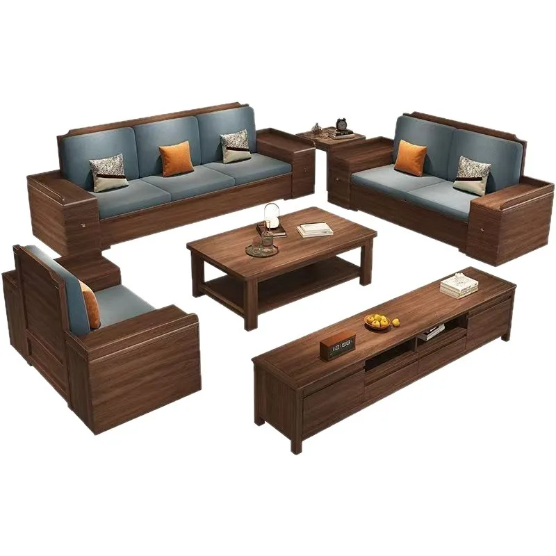 Storage high box household living room sofa walnut solid wood sofa