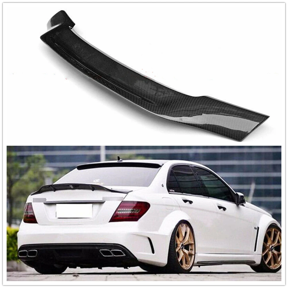 R Style Carbon Fiber Rear Trunk Spoiler Wing Lip For Mercedes Benz W204 C-Class C180 C200 C250 C300 C350 C63 AMG Sedan 4 Door