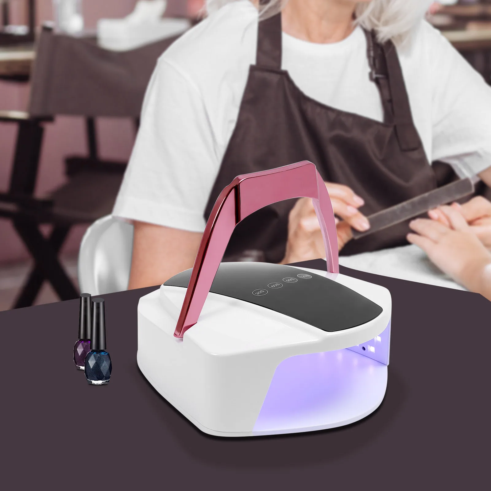 Nail Dryer Professional Rechargeable 96W 48-Bead UV/LED Gel Nail Lamp with Removable Bottom 4 Timer Smart Sensor For Home Salon