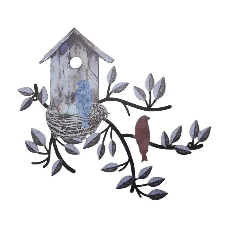 Customer Favorite Birds Wall Decor Metal Bird Decor For Wall Outdoor Bird Wall Art Hanging Metal Tree With Birdhouse For Living