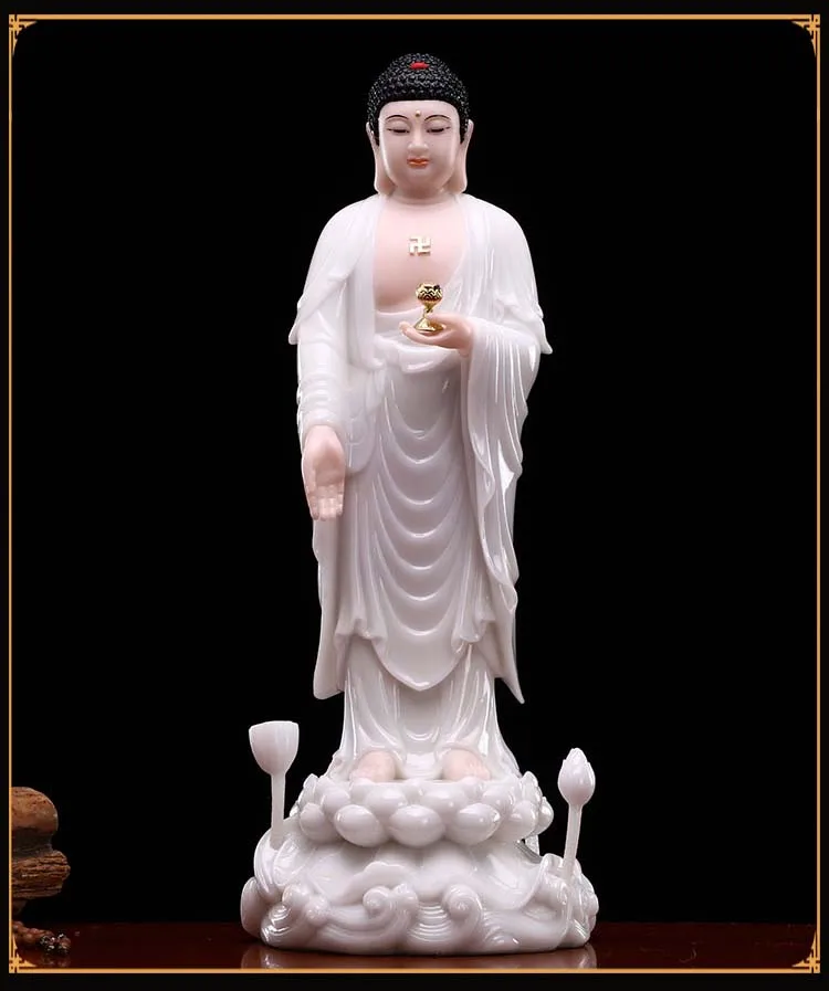 48cm large high grade jade Amitabha Sakyamuni RU LAI buddha statue Asia family safety healthy protection HOME Shrine Sculpture