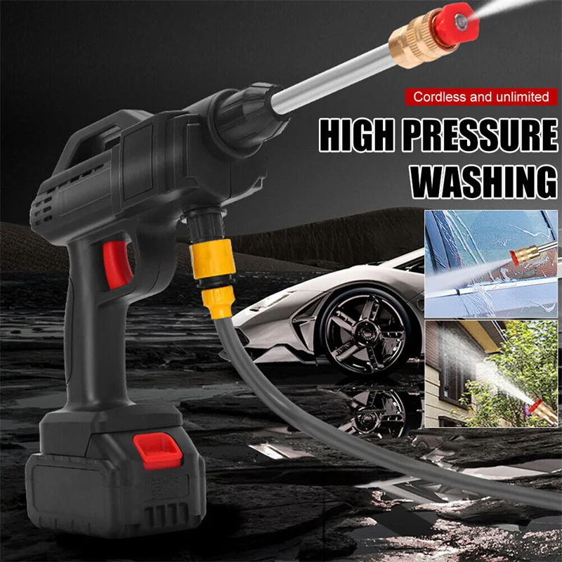 24V Wireless High Pressure Car Washer Portable Car Wash Cleaner Machine Water Gun Wireless High Pressure Car Washer Self Priming