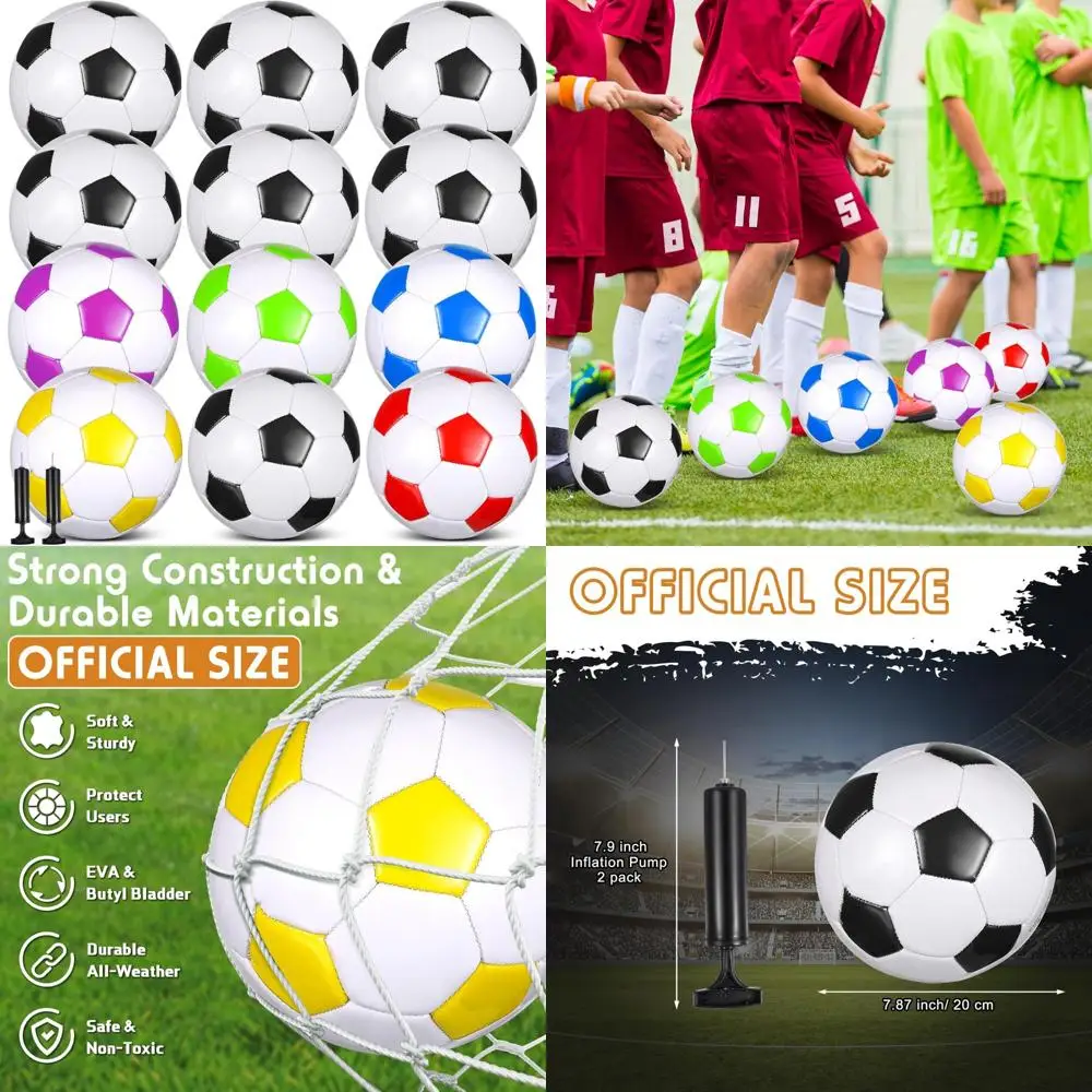 

Bulk Pack of 12 Size 4 Soccer Balls with Pump, Soft Football for Outdoor Indoor Training, Christmas Sports Practice
