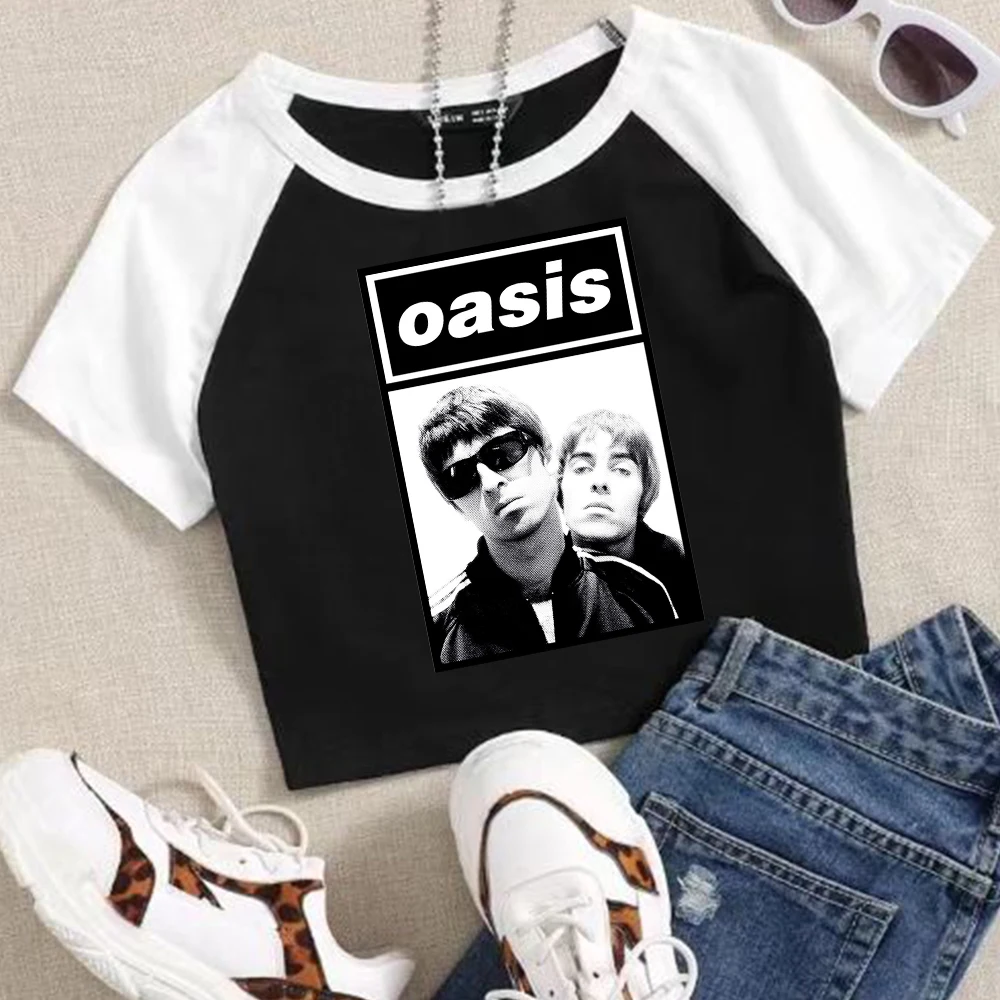 OASIS Live 25 Tour 2025 Girls Crop Top Shirts O-Neck Casual Women T-shirt