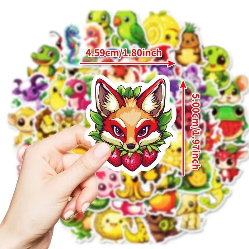 10/50Pcs Cartoon Fruits and Animals Graffiti Stickers for Laptop Phone Skateboard Guitar Luggage Waterproof Vinyl Decal Toys