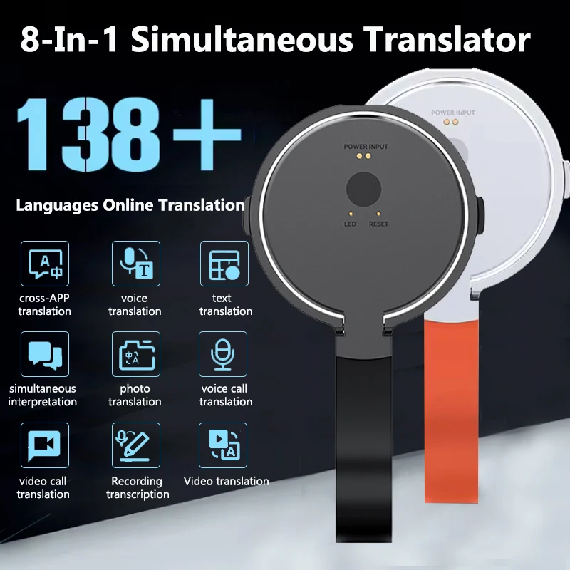 Portable AI Translator Magnetic Bracket 138 Languages Smart Translator Cross-APP Voice Call Text Photo Video Offline Translation