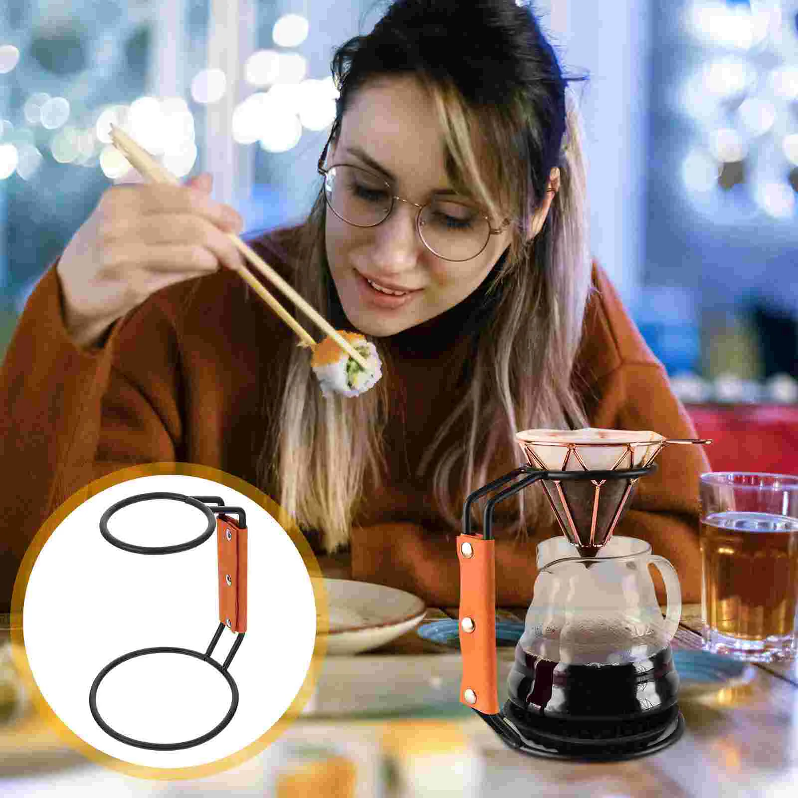 

Adjustable Stand Shelf Coffee Machines Juice Dripper Manual Black Funnel Office