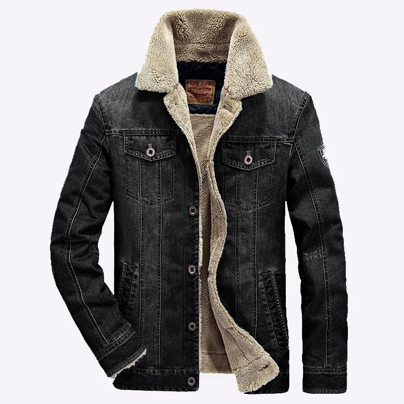 

Men's Clothing Outerwear Winter Jackets Men Over sized Fleece Denim Jacket 6XL 7XL Street wear Thicken Casual Jacket Coat
