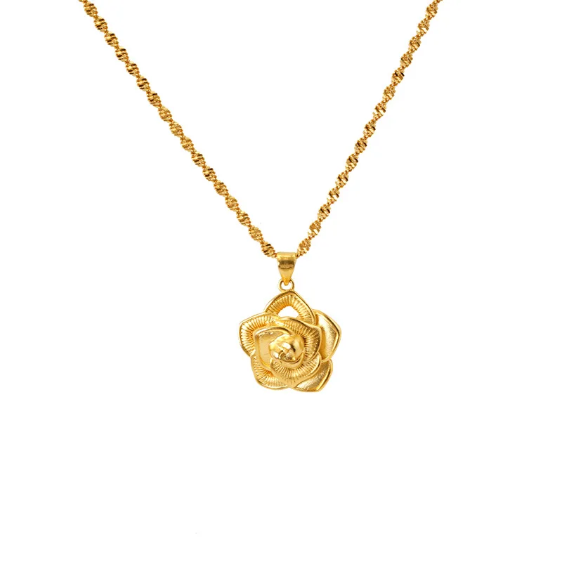 Wholesale PN682 European Fine Hot Woman Girl Bride Mother Party Birthday Wedding Gift Flower 24KT Gold Pendant Charm NO CHAIN