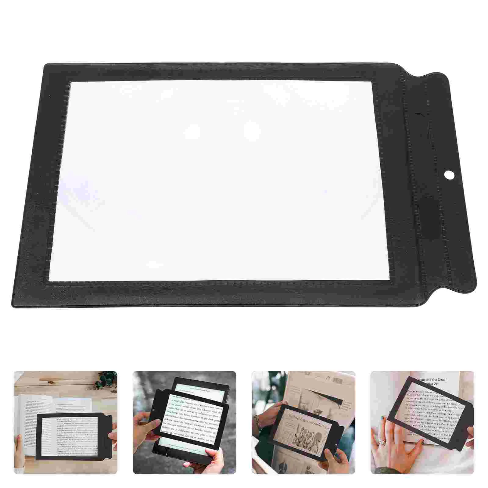 

Black Border Handheld Magnifying Glass Reading Tool for Elderly High Definition PU PVC Material Portable Device for Books