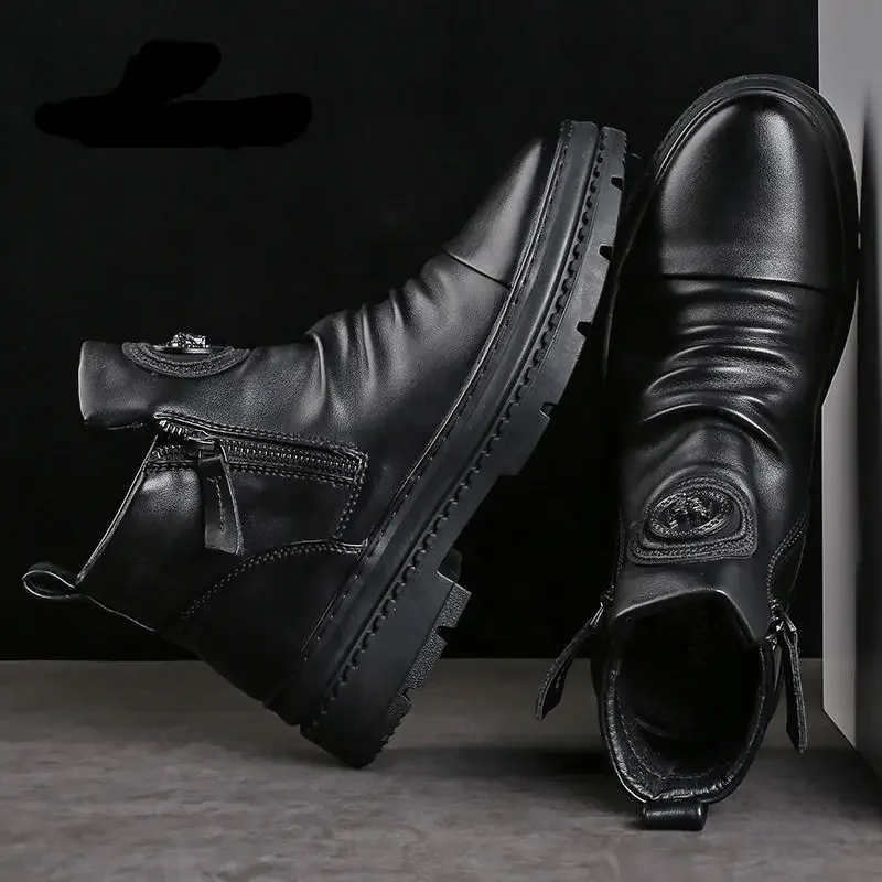 Male Shoes With Zip Casual High Cut Men\'s Boots Low Price Sale Original Deals Footwear Trendy 2025 Quality Offer In Promotion