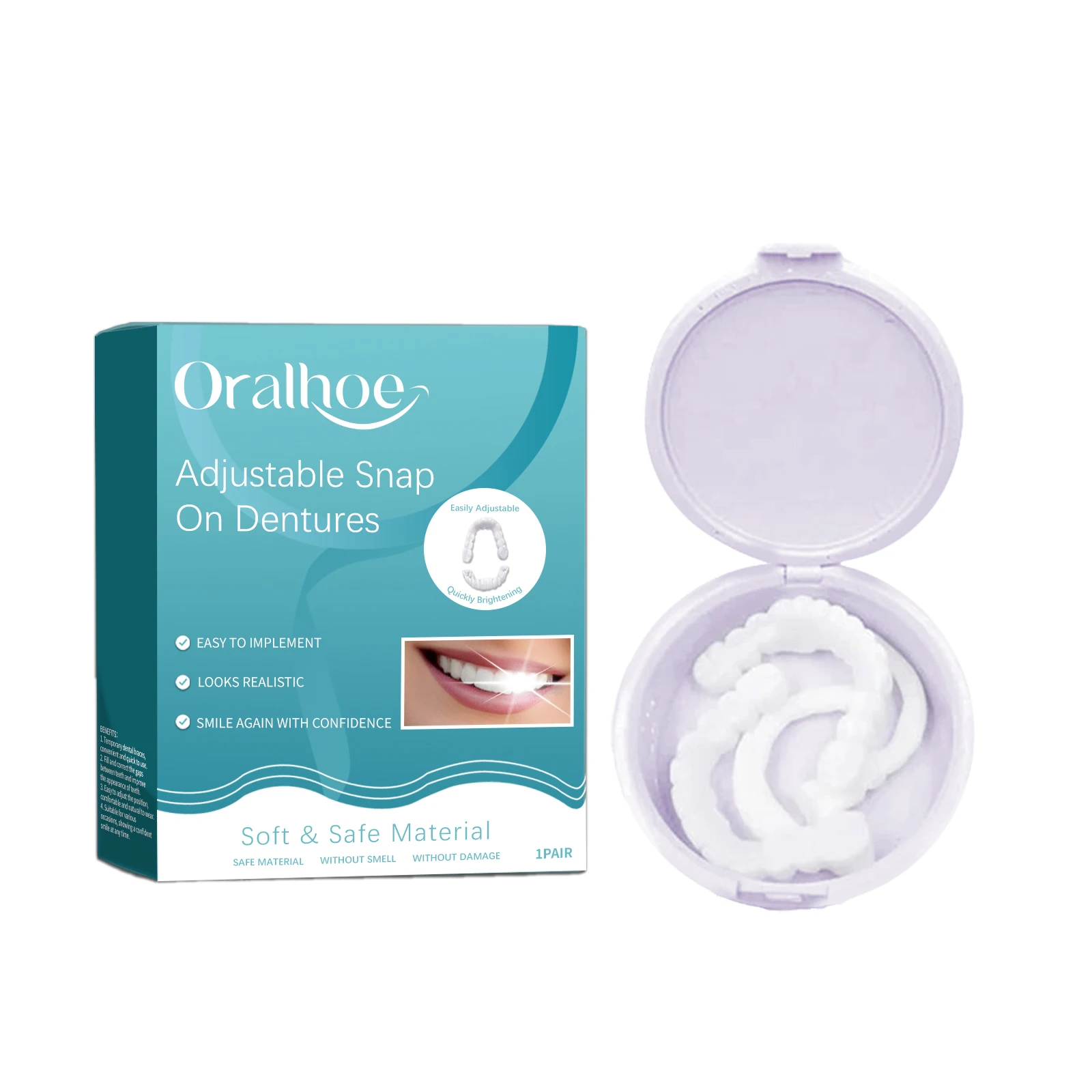 Silicone Dentures Snap On Smile Teeth Natural False Teeth Set Temporary Tooth Replacement Repair Missing Modified Teeth Cover