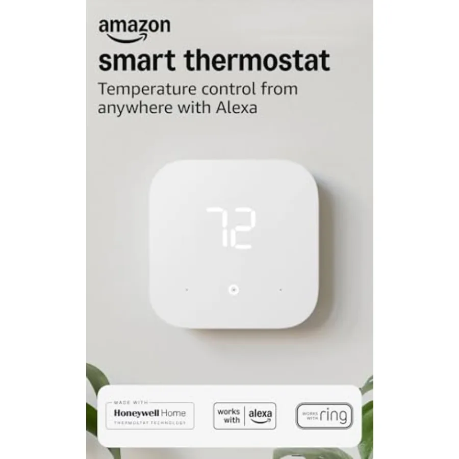 Amazon Smart Thermostat Save money and energy - Works with Alexa and Ring - C-wire required