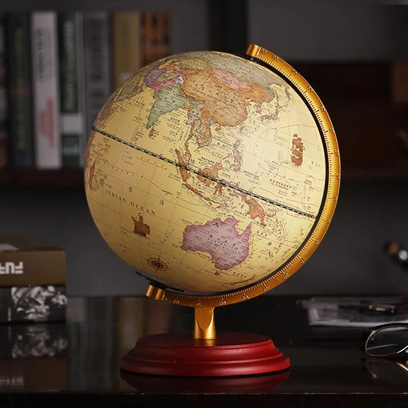 Illuminated Globe Table Lamp Medium Students Use 25cm HD American Retro Antique Decoration with LED Lights