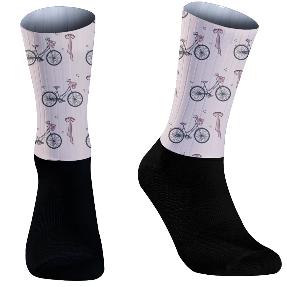 Respirável Non-Slip Silicone Socks, Aero Sports Bike Socks, verão, legal