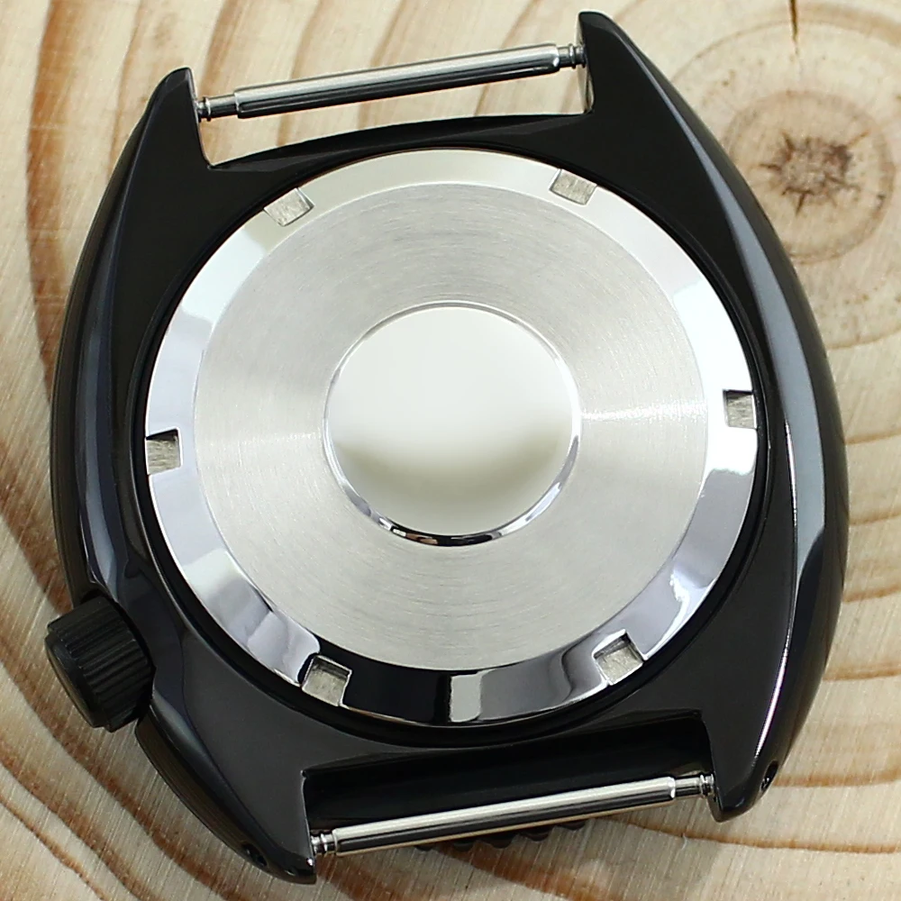 45mm Diving pvd Black watch case Sapphire Glass For Tuna SKX 6105 NH35 NH36 NH34 Movt Mod Abalone Watch Accessories 28.5mm dial